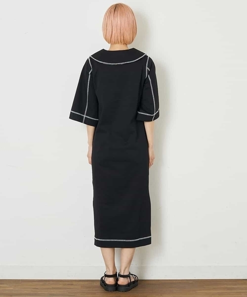A de a.v.v（アードアー・ヴェ・ヴェ）の「セーラーカラー配色ステッチワンピース（ワンピース・レディース・ホワイト/ブラック・38/36）」の12枚目の写真