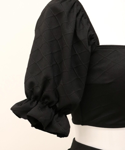 OSYAREVO(オシャレボ)の「パフスリーブ カットアウト ビキニ 水着 セットアップ レディース(水着・レディース・ブラック・MEDIUM/LARGE/X-LARGE)」の15枚目の写真