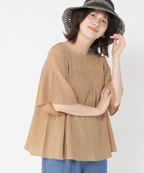 studio CLIP(スタディオクリップ)の「ワイドスリーブシャーリングブラウス(シャツ/ブラウス・レディース・グリーン/ベージュ/ブラック・FREE)」の3枚目の写真