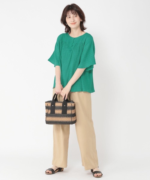 studio CLIP(スタディオクリップ)の「ワイドスリーブシャーリングブラウス(シャツ/ブラウス・レディース・グリーン/ベージュ/ブラック・FREE)」の12枚目の写真