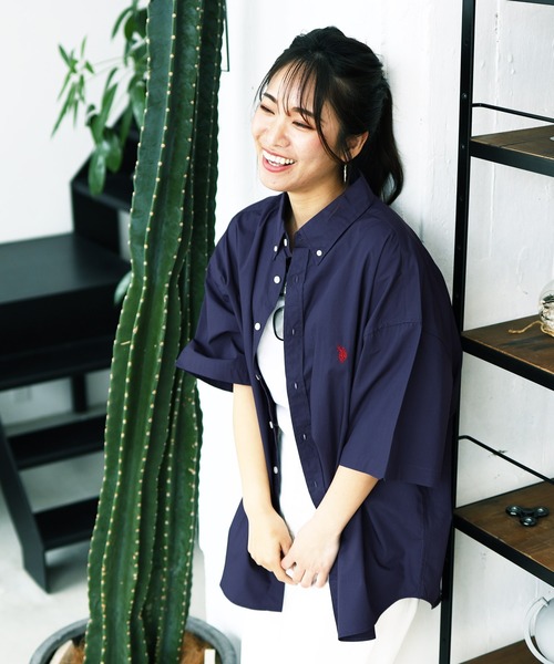 U.S. POLO ASSN.（ユーエスポロアッスン）の「US.POLO ASSN. ユーエスポロアッスン / ブランド別注 ビッグシルエット オーバーサイズ 半袖シャツ（シャツ/ブラウス・メンズ・ホワイト/ブラック/ライトベージュ/ネイビー/ブルー/ブルー系その他/ブルー系その他2/ブラック系その他/ブルー系その他3/ホワイト系その他・MEDIUM/LARGE）」の6枚目の写真