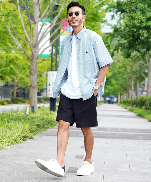 U.S. POLO ASSN.（ユーエスポロアッスン）の「US.POLO ASSN. ユーエスポロアッスン / ブランド別注 ビッグシルエット オーバーサイズ 半袖シャツ（シャツ/ブラウス・メンズ・ホワイト/ブラック/ライトベージュ/ネイビー/ブルー/ブルー系その他/ブルー系その他2/ブラック系その他/ブルー系その他3/ホワイト系その他・MEDIUM/LARGE）」の14枚目の写真