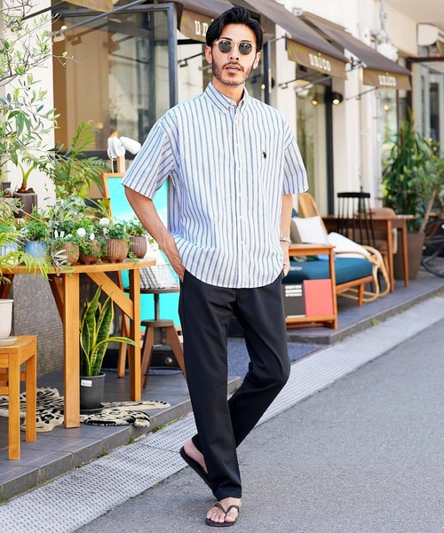 U.S. POLO ASSN.（ユーエスポロアッスン）の「US.POLO ASSN. ユーエスポロアッスン / ブランド別注 ビッグシルエット オーバーサイズ 半袖シャツ（シャツ/ブラウス・メンズ・ホワイト/ブラック/ライトベージュ/ネイビー/ブルー/ブルー系その他/ブルー系その他2/ブラック系その他/ブルー系その他3/ホワイト系その他・MEDIUM/LARGE）」の11枚目の写真