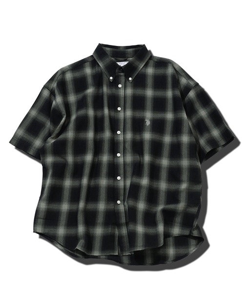 U.S. POLO ASSN.（ユーエスポロアッスン）の「US.POLO ASSN. ユーエスポロアッスン / ブランド別注 ビッグシルエット オーバーサイズ 半袖シャツ（シャツ/ブラウス・メンズ・ホワイト/ブラック/ライトベージュ/ネイビー/ブルー/ブルー系その他/ブルー系その他2/ブラック系その他/ブルー系その他3/ホワイト系その他・MEDIUM/LARGE）」の20枚目の写真