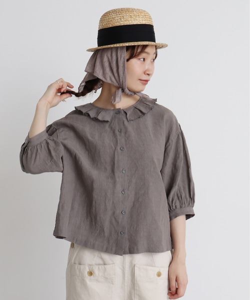 Malle（マル）の「○malle Linen ワッシャー タック衿ブラウス（シャツ 