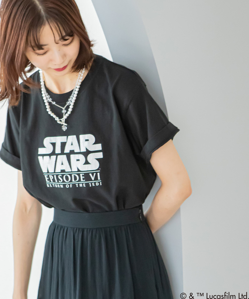 U by SPICK&SPAN（ユーバイスピックアンドスパン）の「STAR WARS Tee ロゴ（Tシャツ/カットソー・レディース・ブラック・FREE）」の4枚目の写真