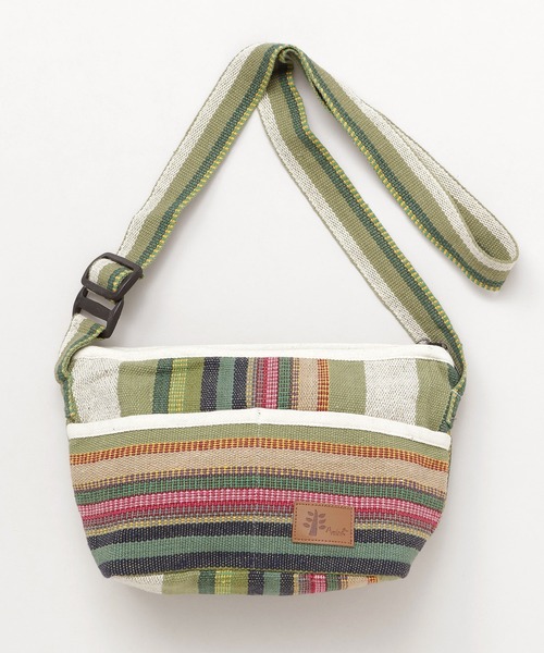 チャイハネ（チャイハネ）の「【チャイハネ】ネパール手織りコットンミニショルダーバッグ（ショルダーバッグ・メンズ・パープル/ホワイト×ブルー/ホワイト/イエロー系その他/ラベンダー/ブルー/グリーン/レッド/ブルー系その他/ダークブルー/グリーン系その他・FREE）」の4枚目の写真