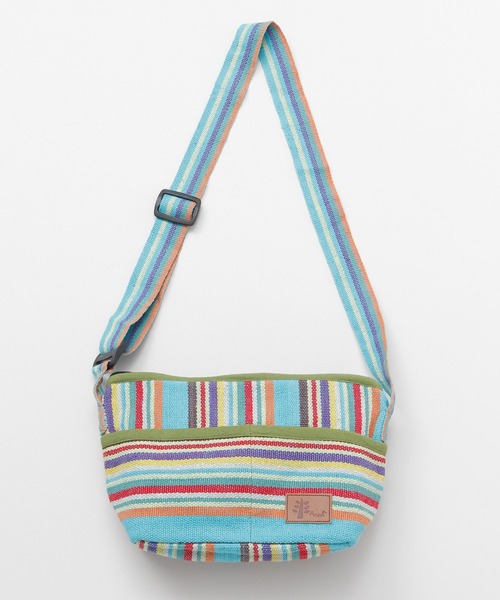 チャイハネ（チャイハネ）の「【チャイハネ】ネパール手織りコットンミニショルダーバッグ（ショルダーバッグ・メンズ・パープル/ホワイト×ブルー/ホワイト/イエロー系その他/ラベンダー/ブルー/グリーン/レッド/ブルー系その他/ダークブルー/グリーン系その他・FREE）」の5枚目の写真