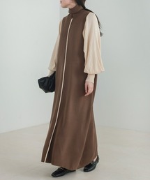 Bab | 【選べる２サイズ＆２タイプ】配色ニットロングワンピース(ワンピース)