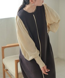 Bab | 【選べる２サイズ＆２タイプ】配色ニットロングワンピース(ワンピース)