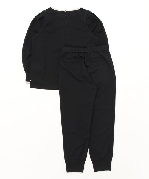 INTERPLANET（インタープラネット）の「【２点セット】カットジョーゼットパイピング配色ブラウス＋裾スリットパンツ（セットアップ・レディース・アイボリー/ライトグレー/ネイビー・FREE）」の4枚目の写真