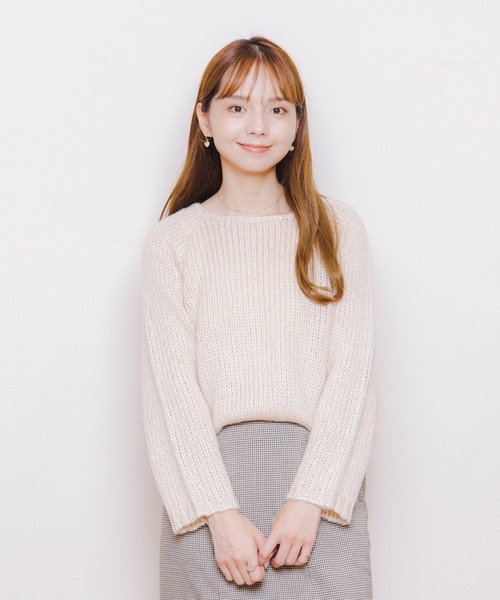 flower（フラワー）の「フェミニンニットトップ（ニット/セーター・レディース・ベージュ/ブラウン/アイボリー・FREE）」の5枚目の写真