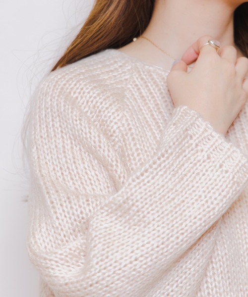 flower（フラワー）の「フェミニンニットトップ（ニット/セーター・レディース・ベージュ/ブラウン/アイボリー・FREE）」の8枚目の写真