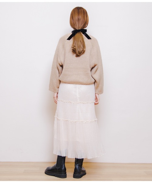 flower（フラワー）の「フェミニンニットトップ（ニット/セーター・レディース・ベージュ/ブラウン/アイボリー・FREE）」の11枚目の写真