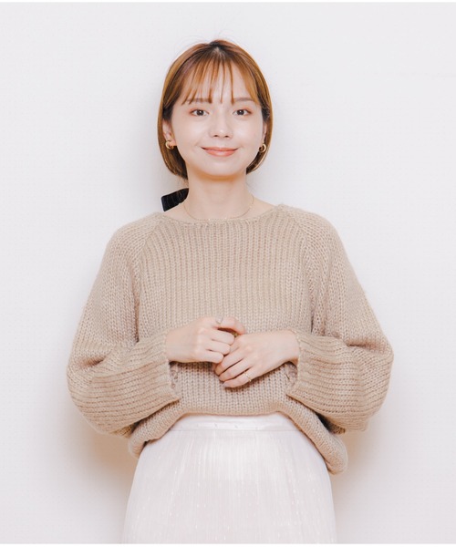 flower（フラワー）の「フェミニンニットトップ（ニット/セーター・レディース・ベージュ/ブラウン/アイボリー・FREE）」の13枚目の写真