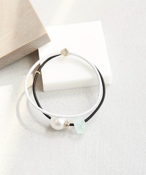 ROPE' PICNIC（ロペピクニック）の「Recycle glass パーツミックス2連ポニー（ヘアゴム・レディース・ブラック系その他/ベージュ系その他/ブルー系その他4・FREE）」の2枚目の写真