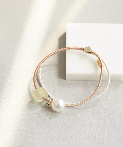 ROPE' PICNIC（ロペピクニック）の「Recycle glass パーツミックス2連ポニー（ヘアゴム・レディース・ブラック系その他/ベージュ系その他/ブルー系その他4・FREE）」の3枚目の写真