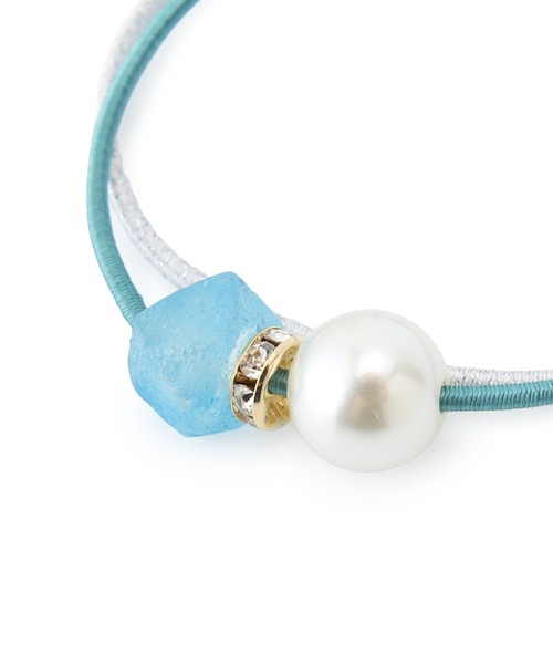 ROPE' PICNIC（ロペピクニック）の「Recycle glass パーツミックス2連ポニー（ヘアゴム・レディース・ブラック系その他/ベージュ系その他/ブルー系その他4・FREE）」の4枚目の写真