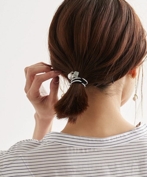 ROPE' PICNIC（ロペピクニック）の「Recycle glass パーツミックス2連ポニー（ヘアゴム・レディース・ブラック系その他/ベージュ系その他/ブルー系その他4・FREE）」の9枚目の写真