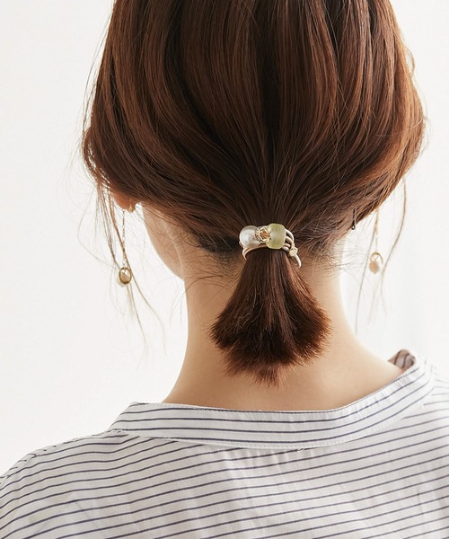 ROPE' PICNIC（ロペピクニック）の「Recycle glass パーツミックス2連ポニー（ヘアゴム・レディース・ブラック系その他/ベージュ系その他/ブルー系その他4・FREE）」の10枚目の写真