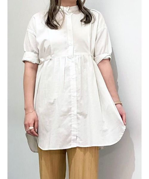 Lugnoncure(ルノンキュール)の「ヨーク切替タックチュニック(シャツ/ブラウス・レディース・ブラック/オフホワイト/イエロー・フリ-)」の1枚目の写真