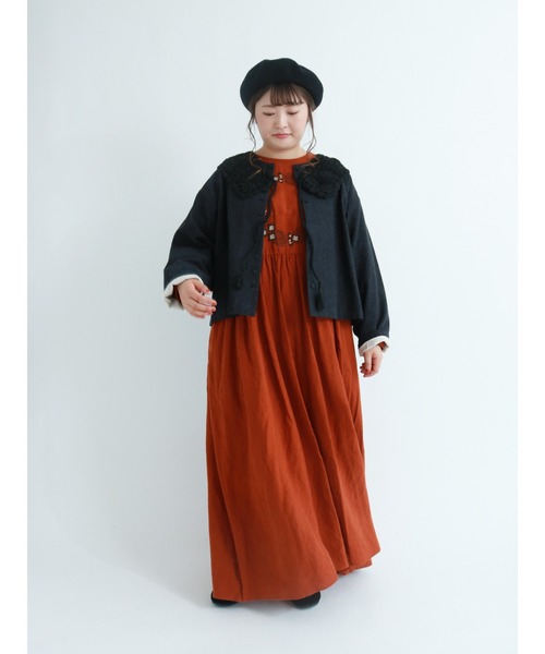 Samansa Mos2（サマンサ モスモス）の「手編みセーラーニット付け襟（付け襟・レディース・ベージュ/モカ/チャコール・ﾌﾘ-）」の4枚目の写真