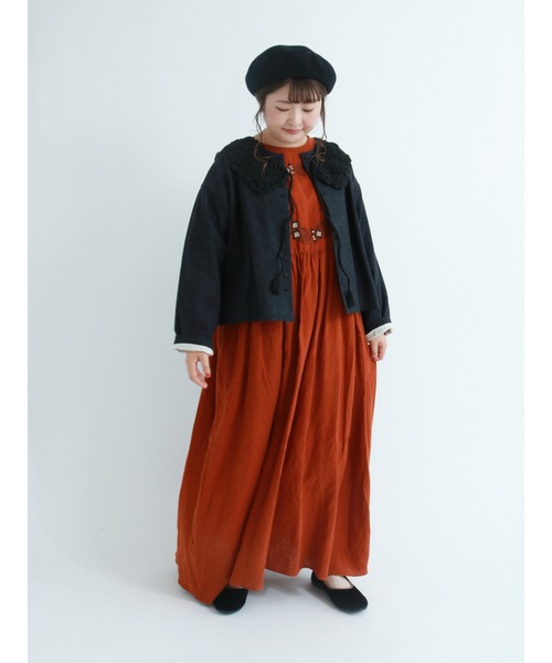 Samansa Mos2（サマンサ モスモス）の「手編みセーラーニット付け襟（付け襟・レディース・ベージュ/モカ/チャコール・ﾌﾘ-）」の5枚目の写真