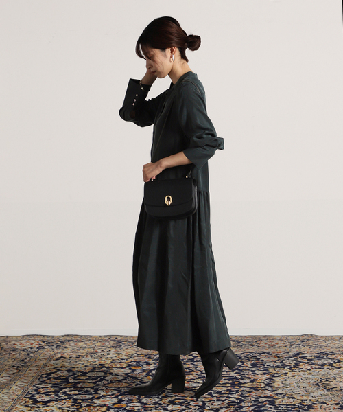 VERMEIL par iena キュプラフィブリルギャザーワンピース　ネイビー 追加2》キュプラフィブリルギャザーワンピース（ワンピース