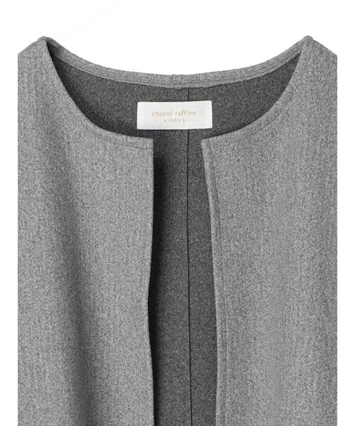 Green Parks(グリーンパークス)の「圧縮ポンチノーカラーロングコーディガン(ノーカラーコート・レディース・杢グレー/ベージュ系その他2・FREE)」の20枚目の写真
