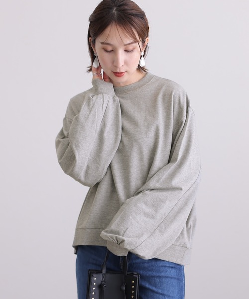 ElegChic（エレグシック）の「袖ぷっくりスリーブプルオーバー（Tシャツ/カットソー・レディース・ブラック/杢グレー/オフホワイト・LL～3L/4L～5L/M～Ｌ）」の3枚目の写真