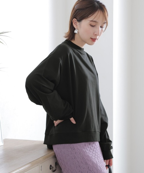 ElegChic（エレグシック）の「袖ぷっくりスリーブプルオーバー（Tシャツ/カットソー・レディース・ブラック/杢グレー/オフホワイト・LL～3L/4L～5L/M～Ｌ）」の5枚目の写真
