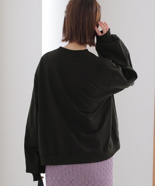 ElegChic（エレグシック）の「袖ぷっくりスリーブプルオーバー（Tシャツ/カットソー・レディース・ブラック/杢グレー/オフホワイト・LL～3L/4L～5L/M～Ｌ）」の6枚目の写真