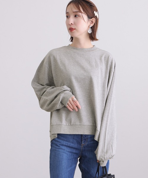 ElegChic（エレグシック）の「袖ぷっくりスリーブプルオーバー（Tシャツ/カットソー・レディース・ブラック/杢グレー/オフホワイト・LL～3L/4L～5L/M～Ｌ）」の12枚目の写真