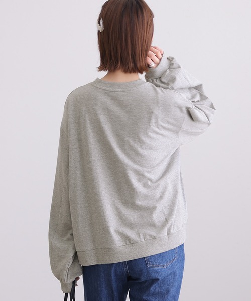 ElegChic（エレグシック）の「袖ぷっくりスリーブプルオーバー（Tシャツ/カットソー・レディース・ブラック/杢グレー/オフホワイト・LL～3L/4L～5L/M～Ｌ）」の14枚目の写真