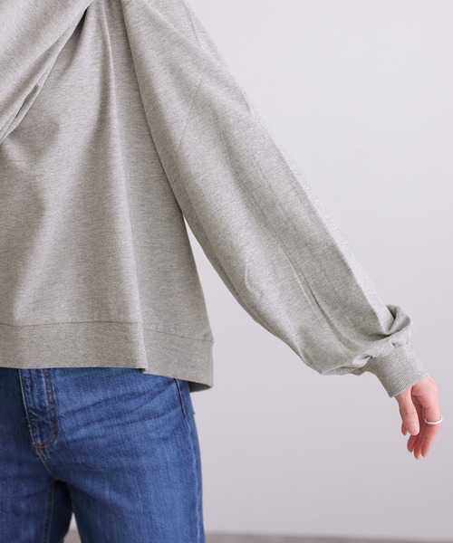 ElegChic（エレグシック）の「袖ぷっくりスリーブプルオーバー（Tシャツ/カットソー・レディース・ブラック/杢グレー/オフホワイト・LL～3L/4L～5L/M～Ｌ）」の17枚目の写真