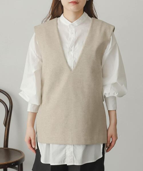 SENSE OF PLACE by URBAN RESEARCH（センスオブプレイスバイアーバンリサーチ）の「ウールライクジャージVネックジレ（ベスト・レディース・ブラック/ライトベージュ/グリーン/ブラック系その他/ベージュ系その他/ブラウン・ONE）」の14枚目の写真