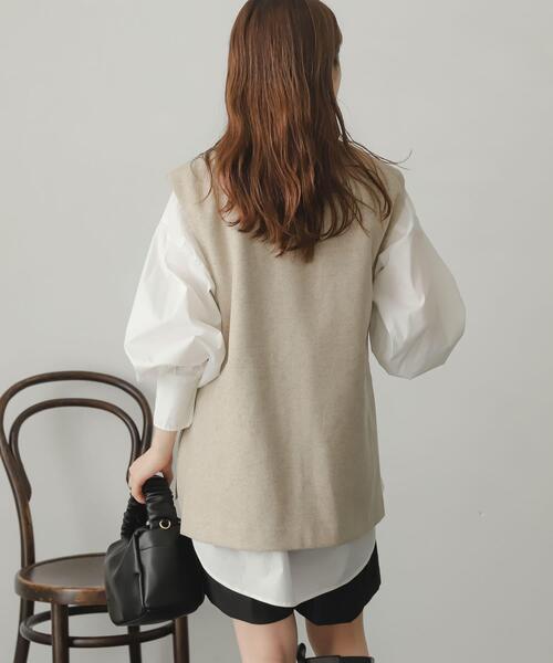 SENSE OF PLACE by URBAN RESEARCH（センスオブプレイスバイアーバンリサーチ）の「ウールライクジャージVネックジレ（ベスト・レディース・ブラック/ライトベージュ/グリーン/ブラック系その他/ベージュ系その他/ブラウン・ONE）」の21枚目の写真