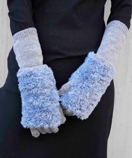 CONTROL FREAK / CTFK（コントロールフリーク）の「CONTROL FREAK(コントロールフリーク)ニットファー3wayグローブ（手袋・レディース・ブルー/アイボリー/チャコール・FREE）」の3枚目の写真