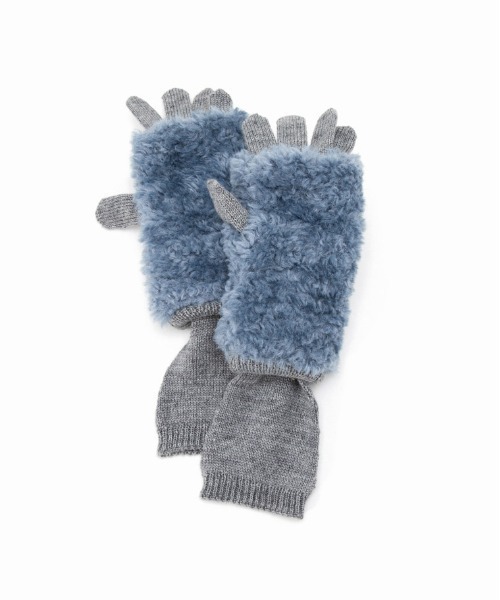 CONTROL FREAK / CTFK（コントロールフリーク）の「CONTROL FREAK(コントロールフリーク)ニットファー3wayグローブ（手袋・レディース・ブルー/アイボリー/チャコール・FREE）」の7枚目の写真
