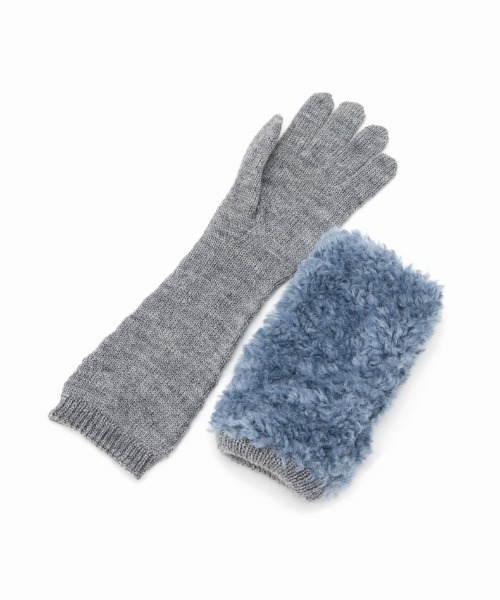 CONTROL FREAK / CTFK（コントロールフリーク）の「CONTROL FREAK(コントロールフリーク)ニットファー3wayグローブ（手袋・レディース・ブルー/アイボリー/チャコール・FREE）」の6枚目の写真