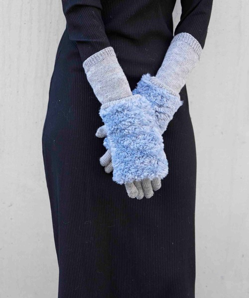 CONTROL FREAK / CTFK（コントロールフリーク）の「CONTROL FREAK(コントロールフリーク)ニットファー3wayグローブ（手袋・レディース・ブルー/アイボリー/チャコール・FREE）」の12枚目の写真