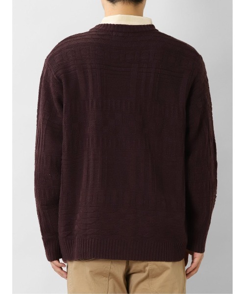 semantic design(セマンティックデザイン)の「【オーバーサイズ ウォッシャブル】セマンティックデザイン リンクスジャガード Vネック BIGニットカーディガン(カーディガン/ボレロ・メンズ・ボルドー/ブラック・MEDIUM/LARGE/X-LARGE/S)」の17枚目の写真