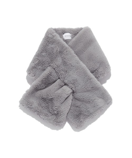 emmi（エミ）の「【emmi atelier】ecoファービッグストール（マフラー・レディース・グレー/ベージュ・FREE）」の6枚目の写真