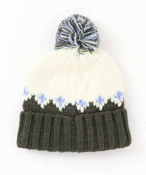 kladskap（クレードスコープ）の「配色ニット帽（ニットキャップ/ビーニー・キッズ・ダークブラウン/モスグリーン・M/L）」の3枚目の写真