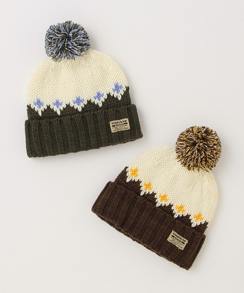 kladskap（クレードスコープ）の「配色ニット帽（ニットキャップ/ビーニー・キッズ・ダークブラウン/モスグリーン・M/L）」の8枚目の写真