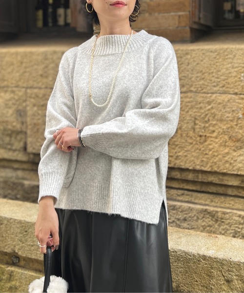 Chez toi(シェトワ)の「MIX糸ラグラン切替袖ボリュームプルオーバー(ニット/セーター・レディース・インディゴブルー/パープル/アイボリー/ライトグレー・FREE)」の7枚目の写真