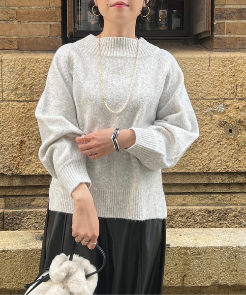 Chez toi(シェトワ)の「MIX糸ラグラン切替袖ボリュームプルオーバー(ニット/セーター・レディース・インディゴブルー/パープル/アイボリー/ライトグレー・FREE)」の9枚目の写真