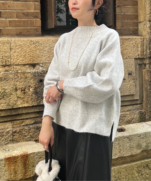 Chez toi(シェトワ)の「MIX糸ラグラン切替袖ボリュームプルオーバー(ニット/セーター・レディース・インディゴブルー/パープル/アイボリー/ライトグレー・FREE)」の10枚目の写真
