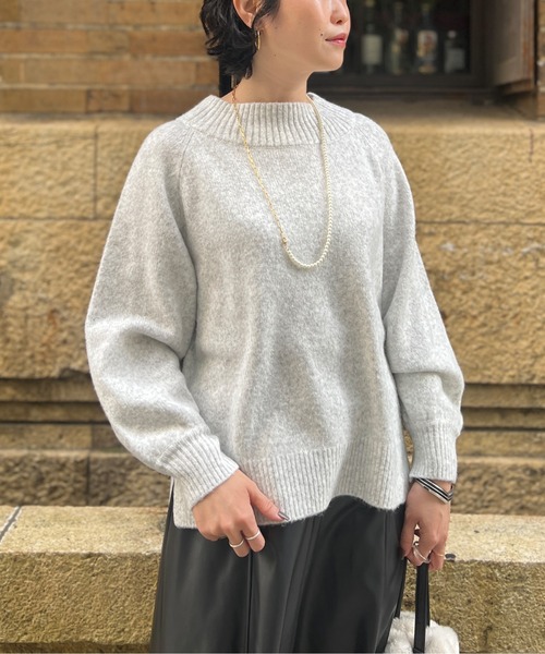 Chez toi(シェトワ)の「MIX糸ラグラン切替袖ボリュームプルオーバー(ニット/セーター・レディース・インディゴブルー/パープル/アイボリー/ライトグレー・FREE)」の12枚目の写真
