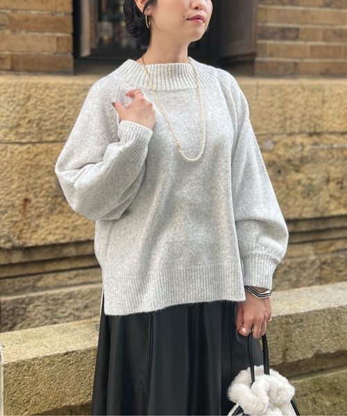 Chez toi(シェトワ)の「MIX糸ラグラン切替袖ボリュームプルオーバー(ニット/セーター・レディース・インディゴブルー/パープル/アイボリー/ライトグレー・FREE)」の13枚目の写真